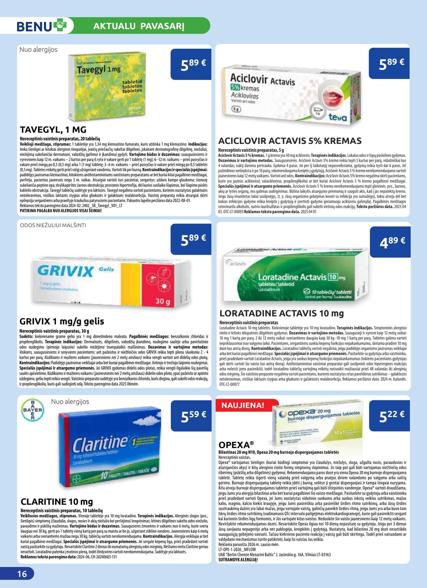 Naujas BENU VAISTINĖ akcijų ir nuolaidų leidinys nuo 2026.03.01 iki 2026.03.31 - 16