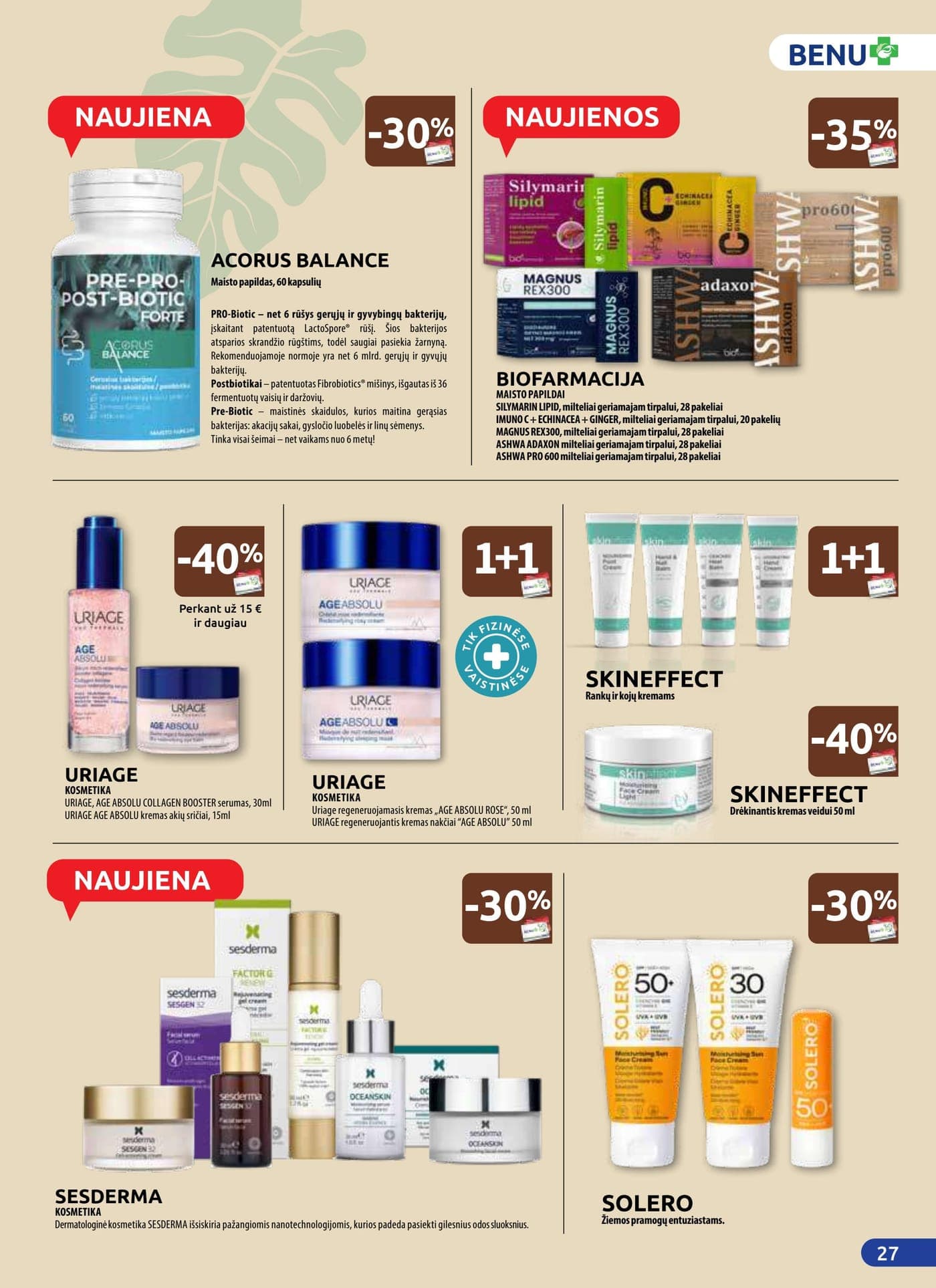 Naujas BENU VAISTINĖ akcijų ir nuolaidų leidinys nuo 2026.03.01 iki 2026.03.31 - 27