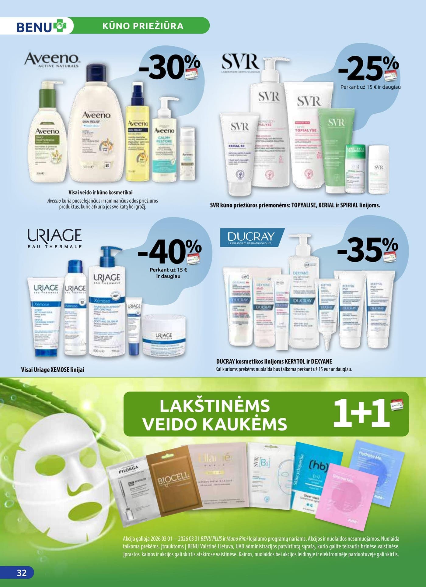 Naujas BENU VAISTINĖ akcijų ir nuolaidų leidinys nuo 2026.03.01 iki 2026.03.31 - 32