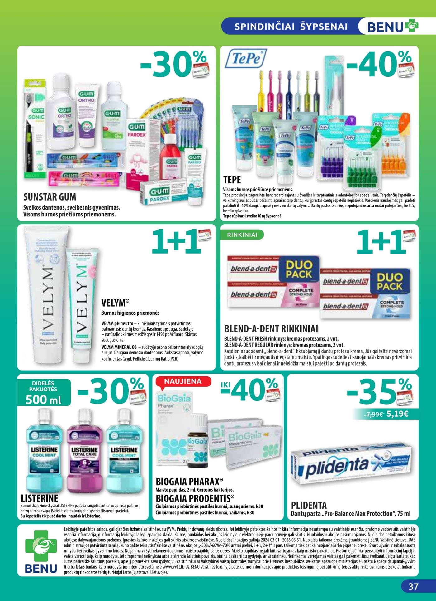 Naujas BENU VAISTINĖ akcijų ir nuolaidų leidinys nuo 2026.03.01 iki 2026.03.31 - 37