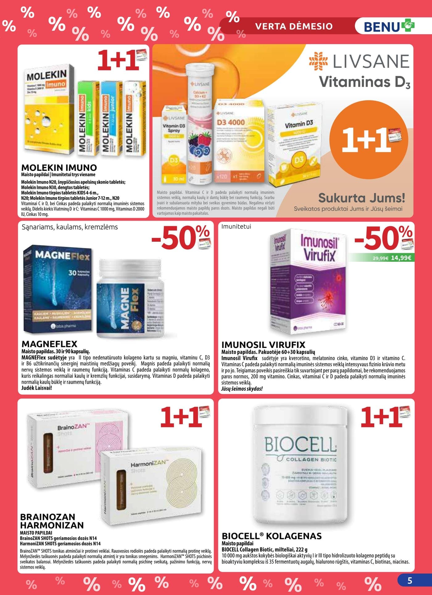 Naujas BENU VAISTINĖ akcijų ir nuolaidų leidinys nuo 2026.03.01 iki 2026.03.31 - 5