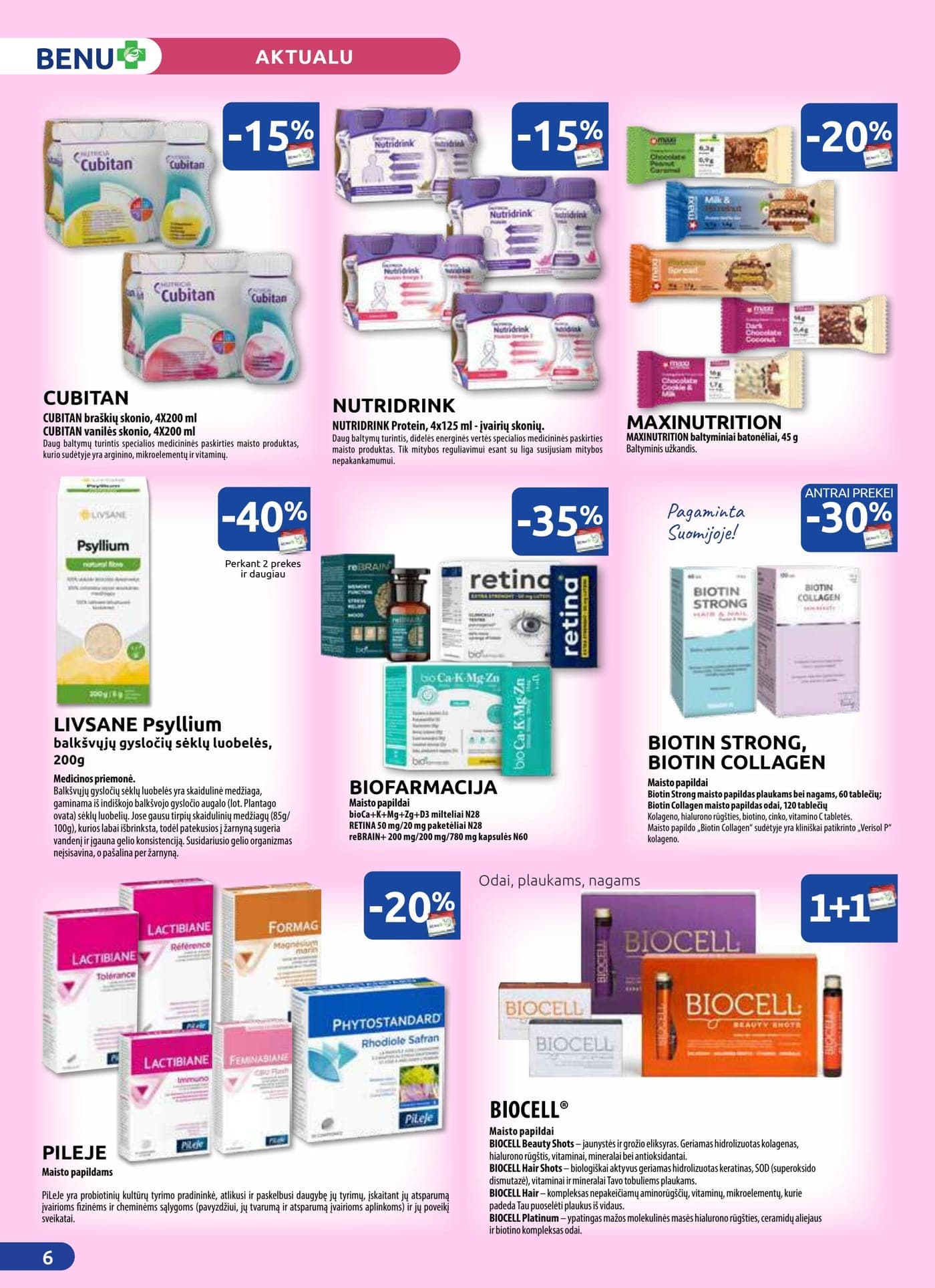Naujas BENU VAISTINĖ akcijų ir nuolaidų leidinys nuo 2026.03.01 iki 2026.03.31 - 6