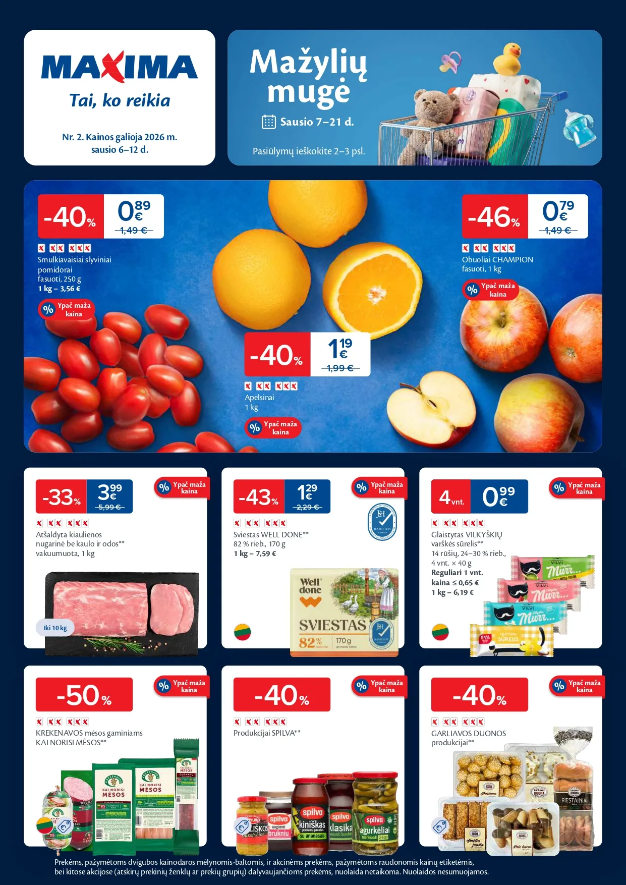 MAXIMA akcijų ir nuolaidų leidinys Nr. 2 nuo 2026.01.06 iki 2026.01.12