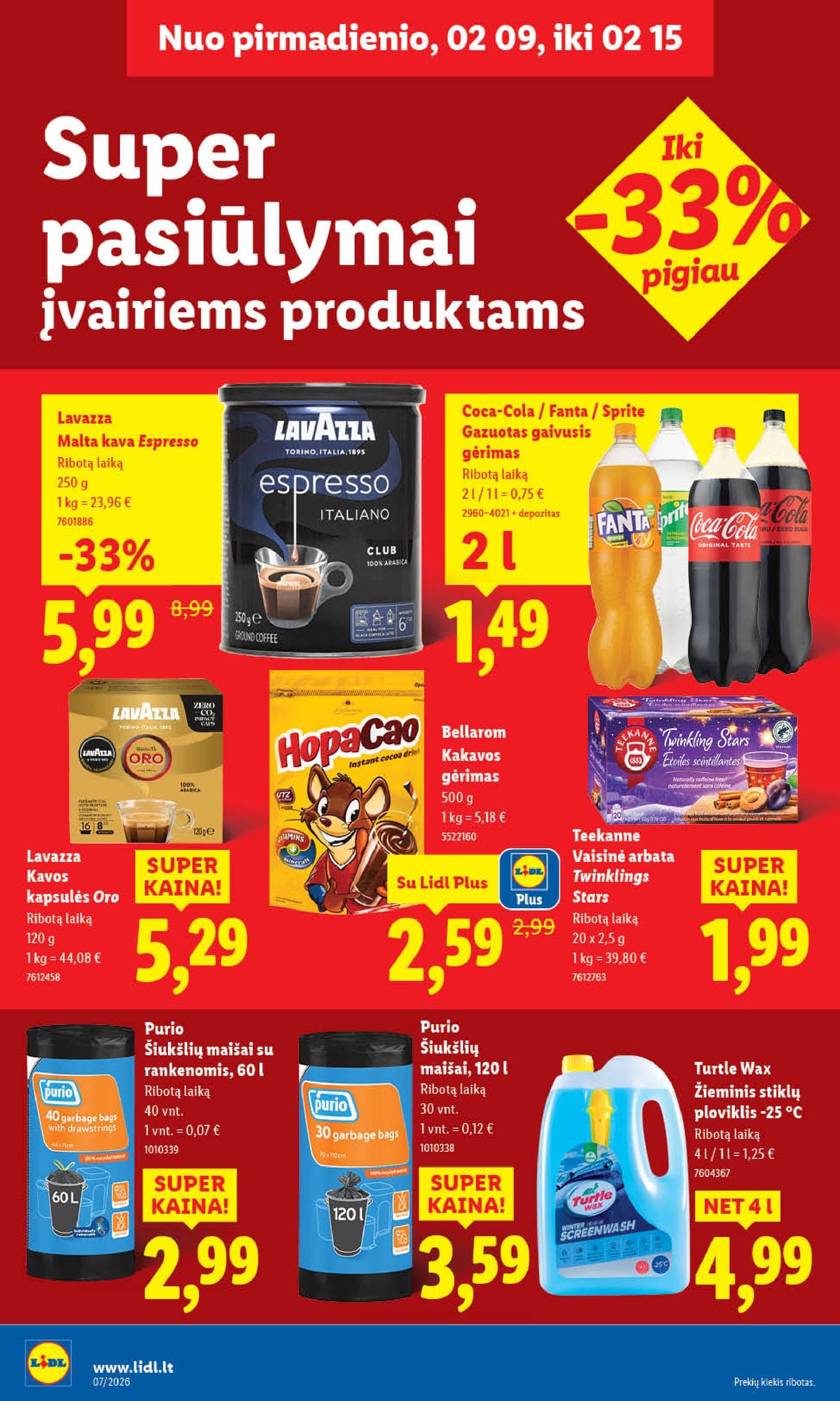 Naujas LIDL akcijų ir nuolaidų leidinys Nr. 7 nuo 2026.02.09 iki 2026.02.15 - 16