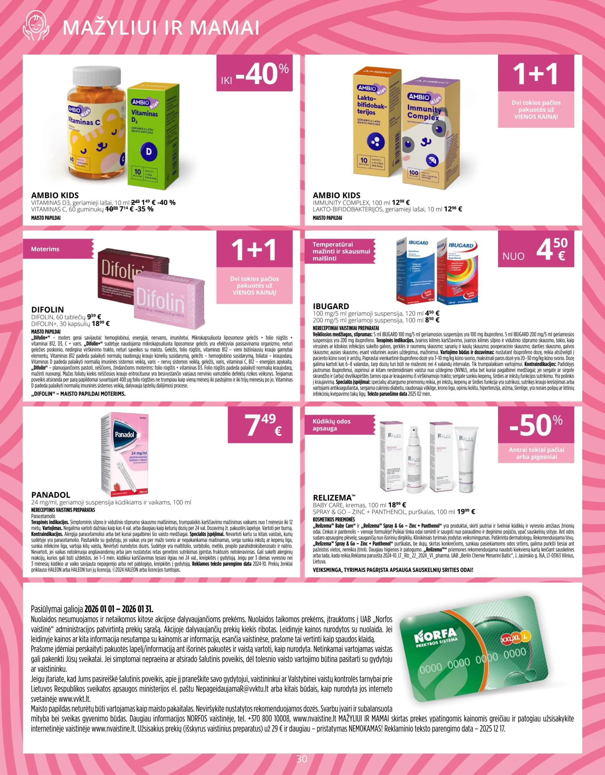 NORFA VAISTINĖ akcijų ir nuolaidų leidinys nuo 2026.01.01 iki 2026.01.31 - 30