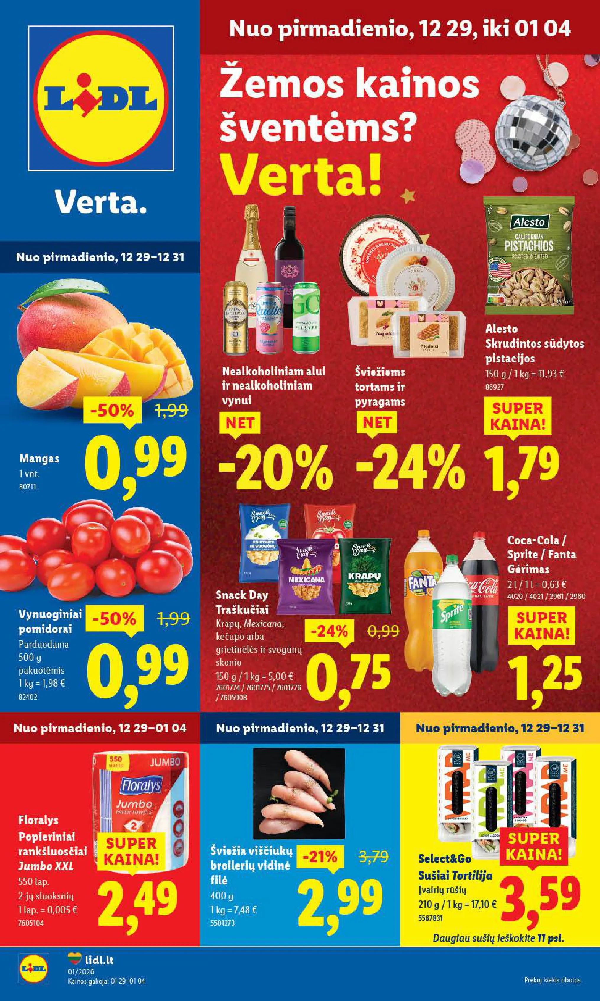 LIDL akcijų ir nuolaidų leidinys Nr. 1 nuo 2025.12.29 iki 2026.01.04