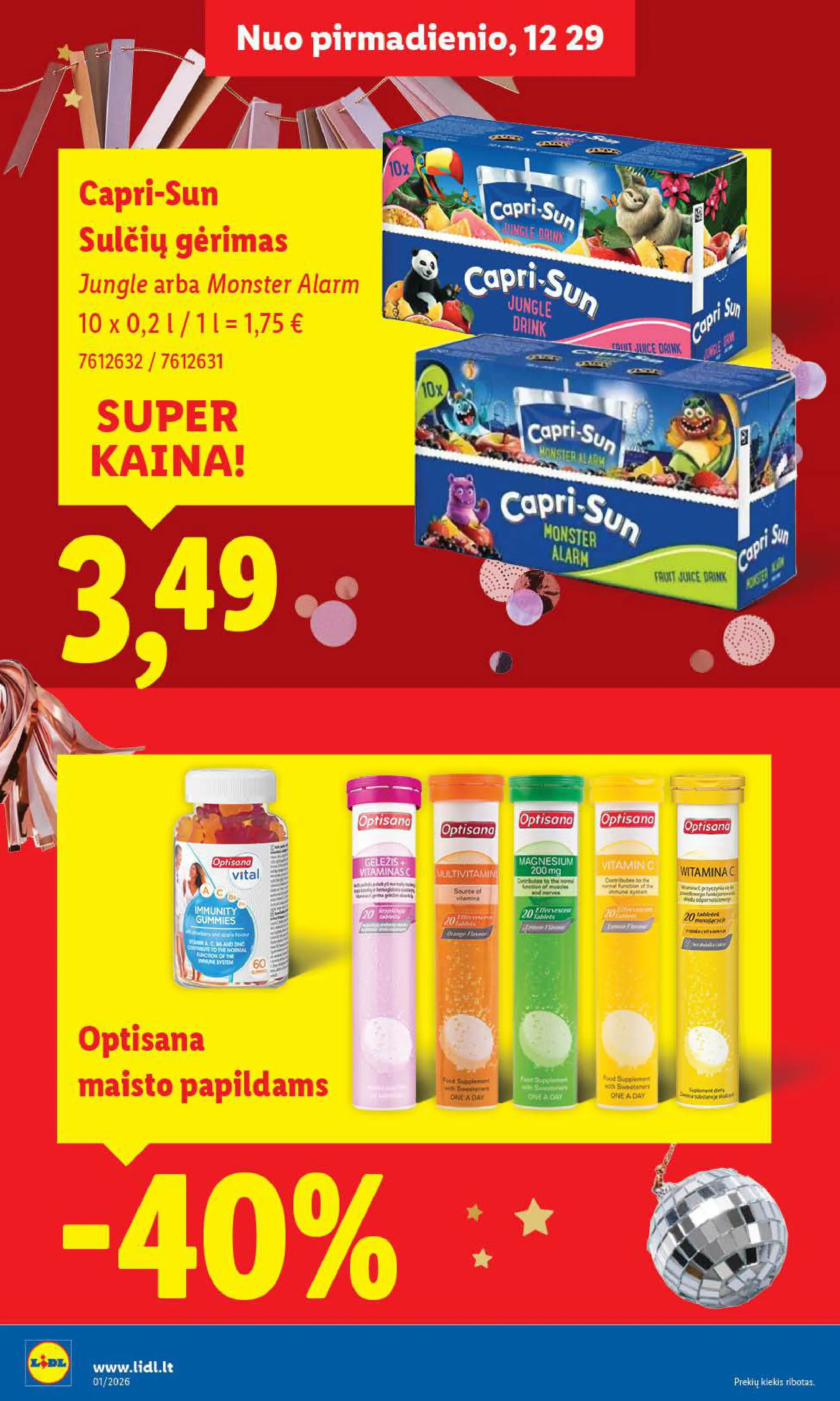 LIDL akcijų ir nuolaidų leidinys Nr. 1 nuo 2025.12.29 iki 2026.01.04