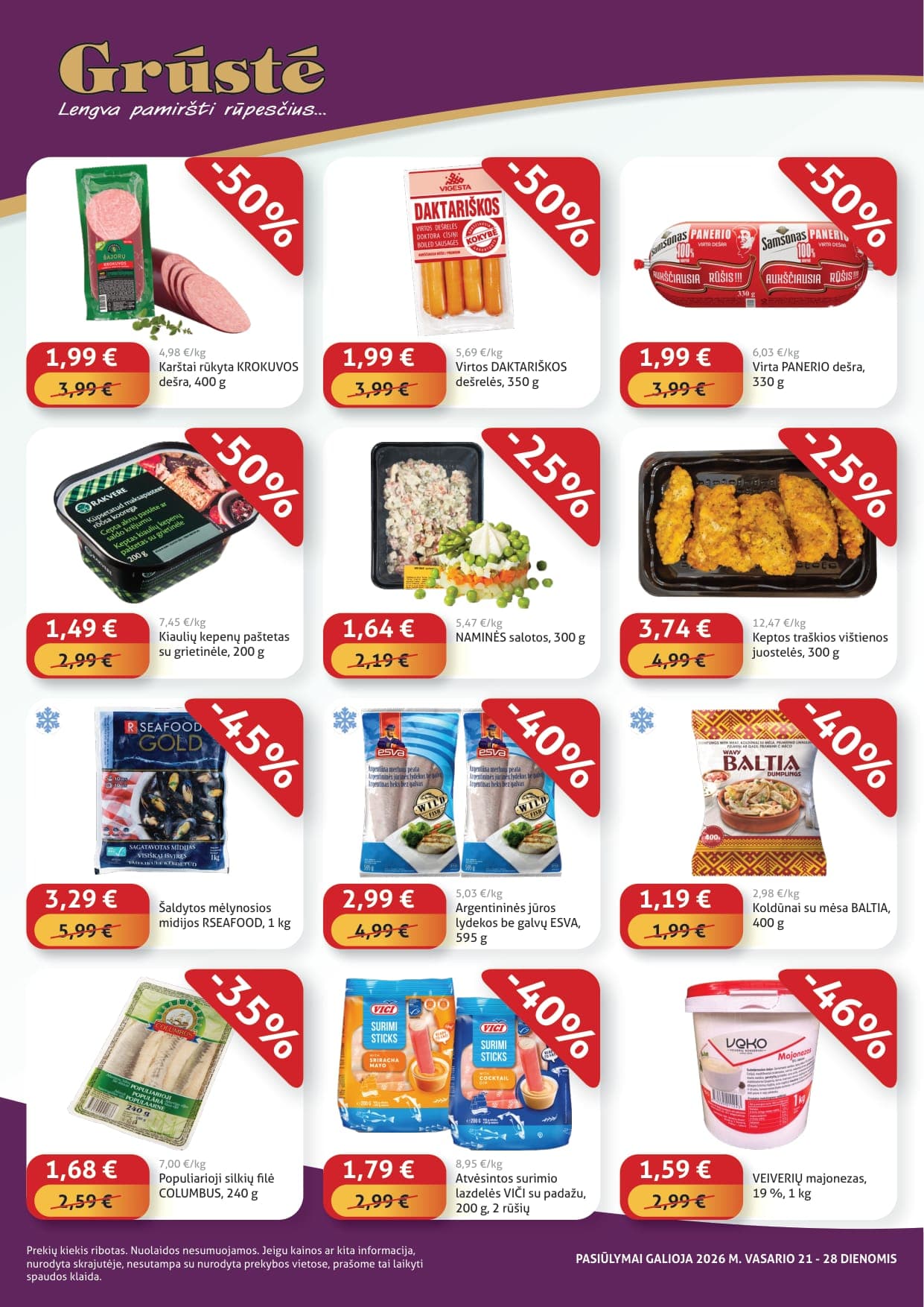 GRŪSTĖ akcijų ir nuolaidų leidinys "Pigiau nerasi" nuo 2026.02.21 iki 2026.02.28 - 2